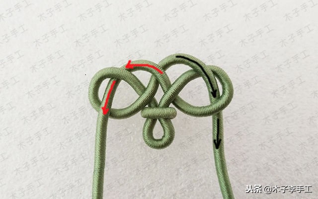 最新编绳带结花项链教程,项链绳中间花结教程
