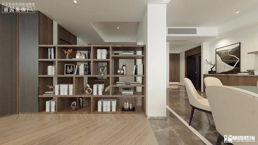 丽园作品丨锦华城200㎡雅居客厅变书房融入古韵书香
