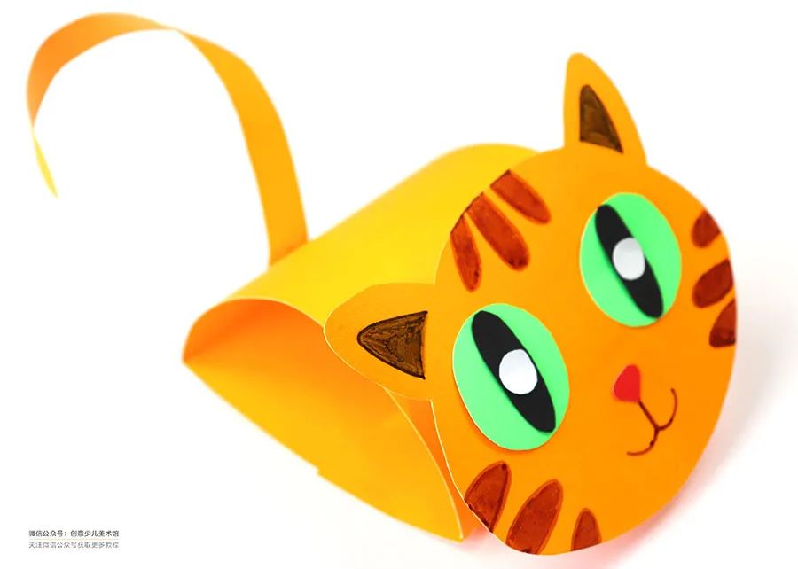 儿童画草丛立体剪纸,小猫在草丛睡觉简笔画