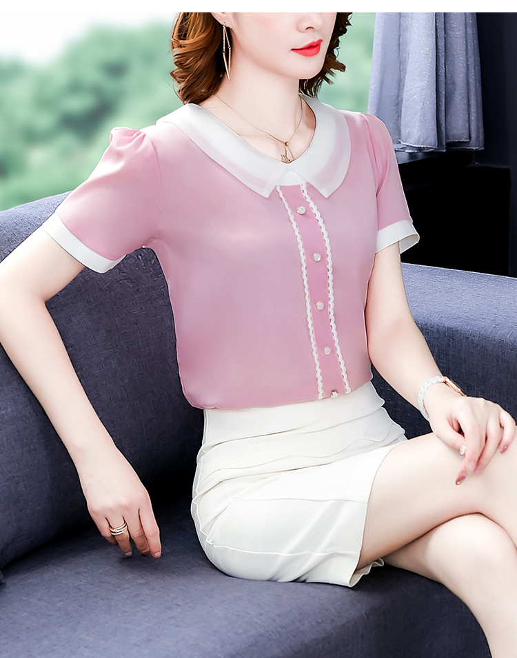 港风减龄小衫,香港潮牌夏季新款女雪纺衫