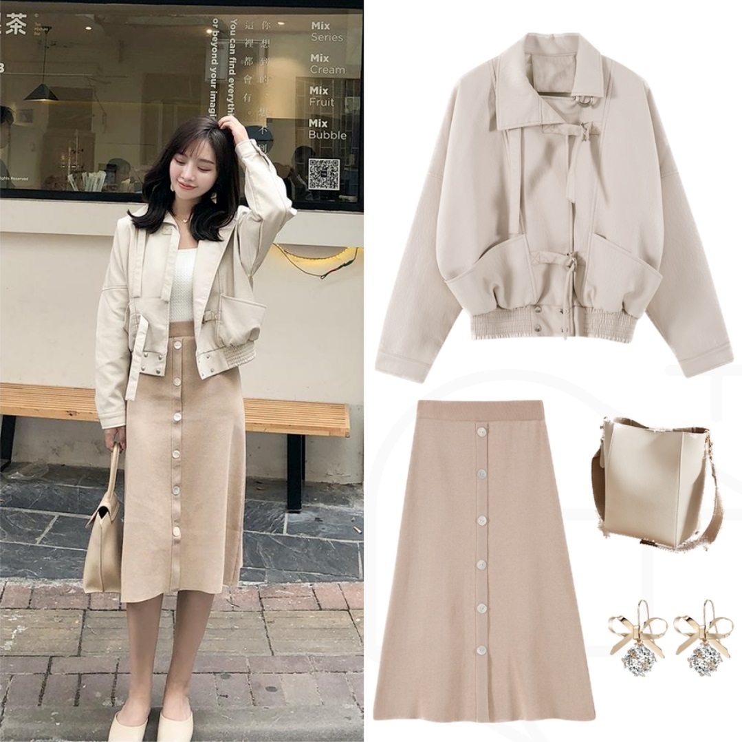 翻领皮夹克经典搭配,皮夹克怎么搭配更好看