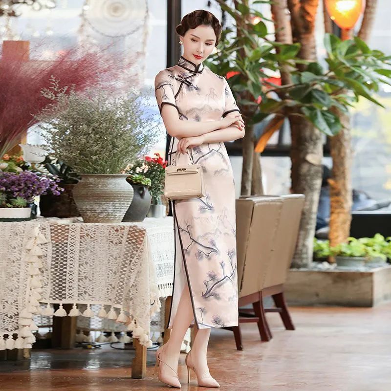 真丝旗袍价格高点的牌子,正品金丝绒真丝改良旗袍