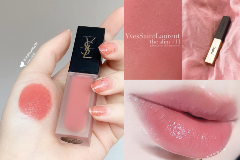小红书ysl口红46号,ysl丝绒204试色蜜桃粉
