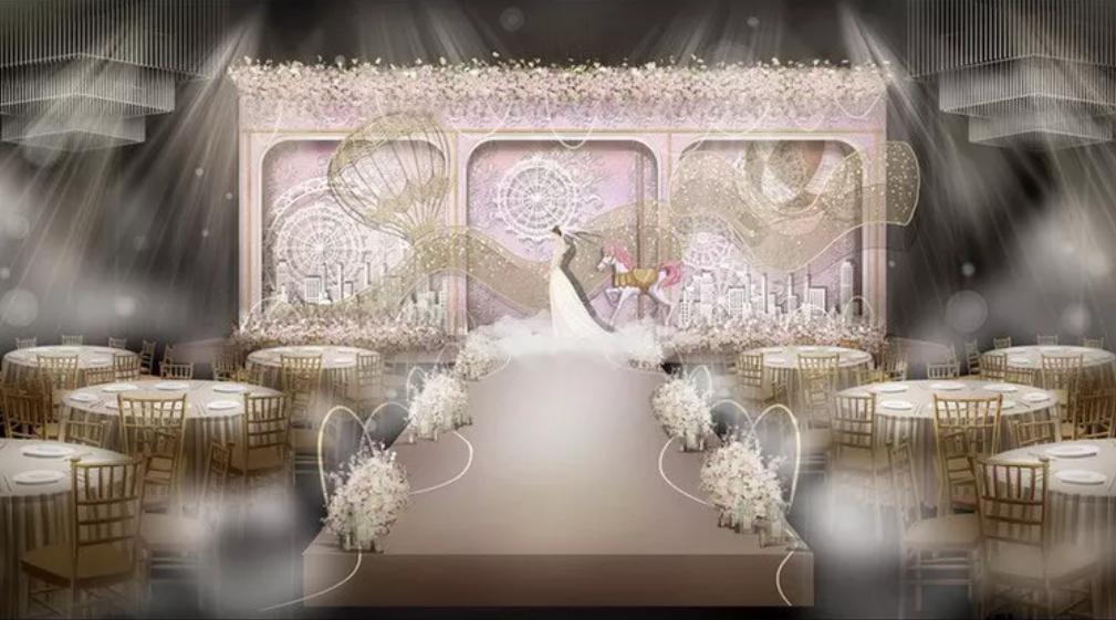 喜庆婚礼喷绘布景图案,婚礼背景喷绘设计效果图