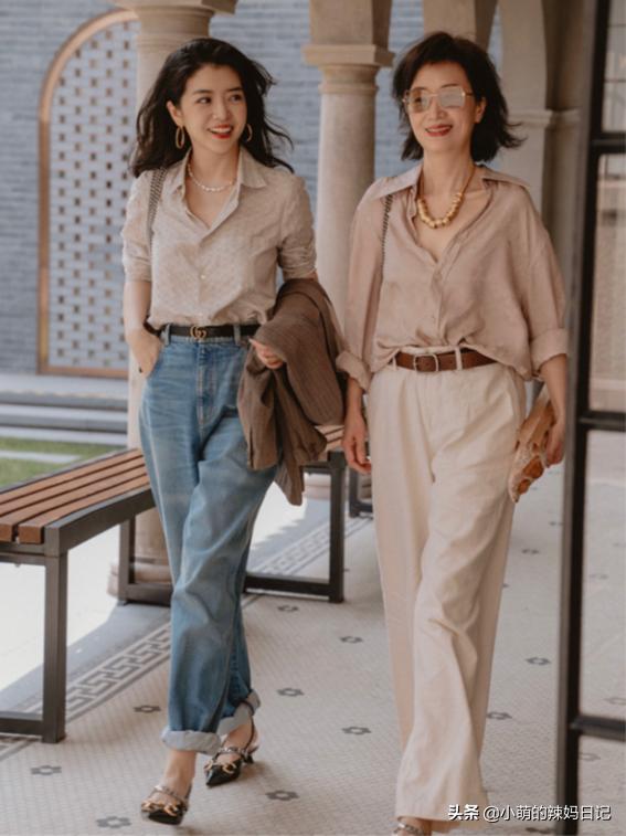 西装小脚直筒裤雪纺衫春夏,紧身裤搭配露肩衫洋气还清新减龄