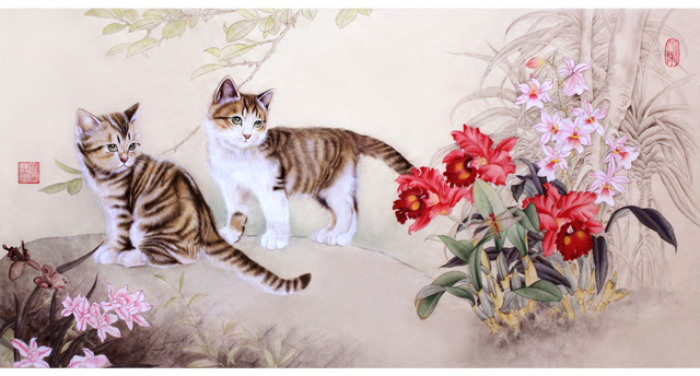 水仙花国画花鸟画图片欣赏,中国画花鸟画背景图片大全