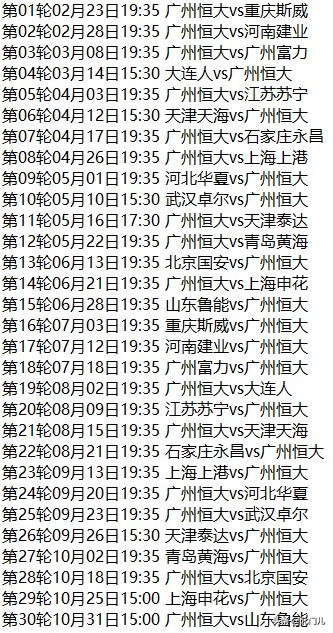 恒大魔鬼赛程迎最糟开局,恒大最近赛程表