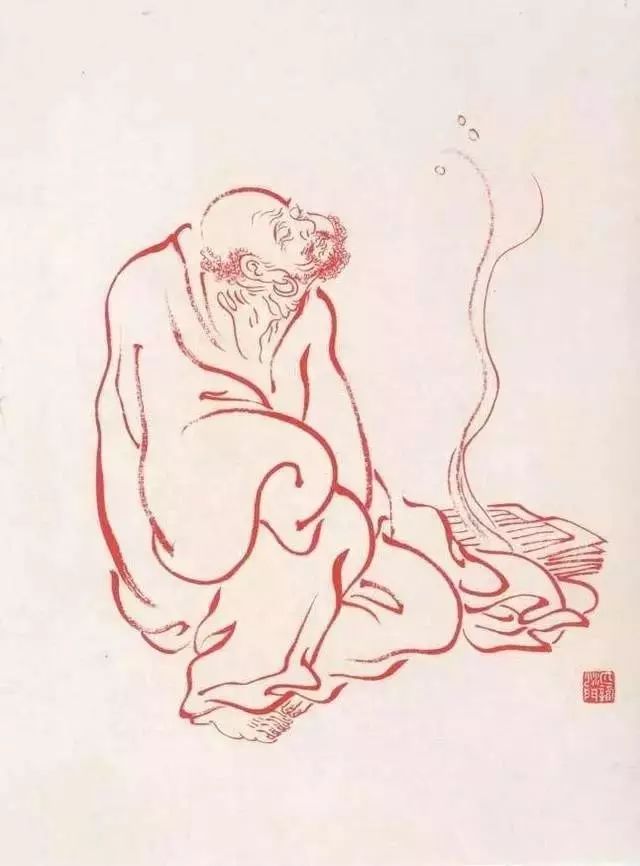 弘一法师的蓝底描金十八罗汉作品,弘一大师100万罗汉图写意