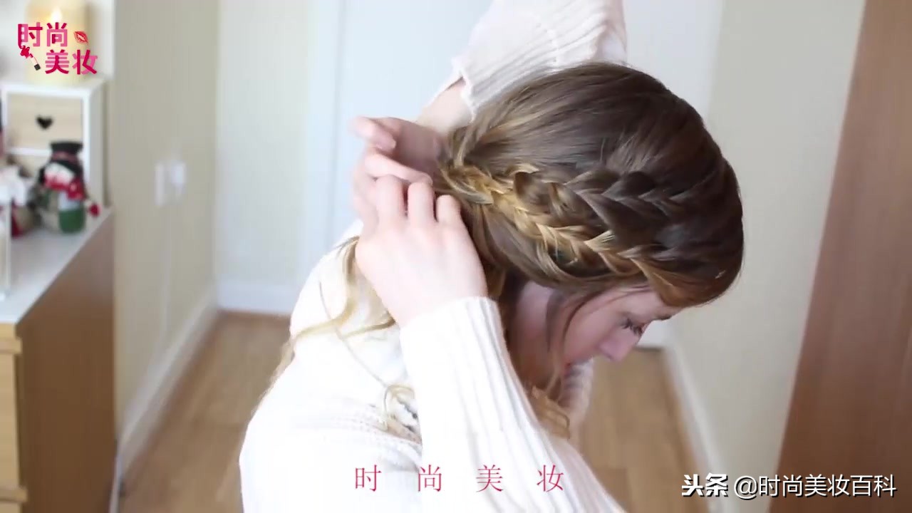 渔夫帽短发型编发教程,海边造型中短编发