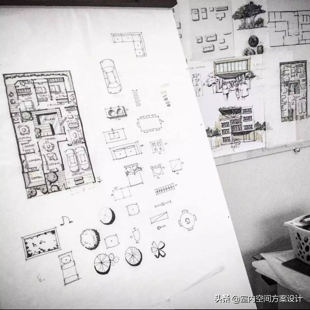 设计师如何快速手绘平面图,手绘平面设计方案手稿