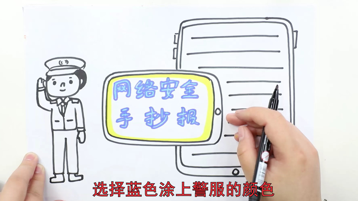 网络安全手抄报怎么做,网络安全主题绘画
