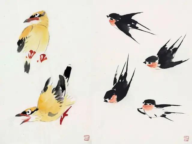 国画300例写意禽鸟技法入门,国画鸟的画法一学就会