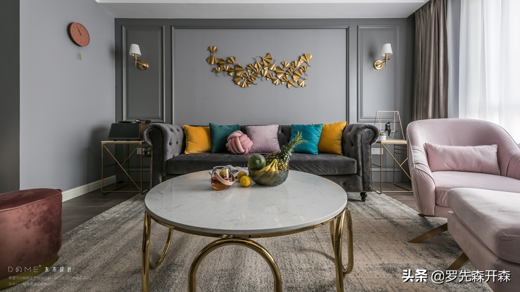 金湖湾90平轻奢装修,天津津南中海叠拼装修效果图