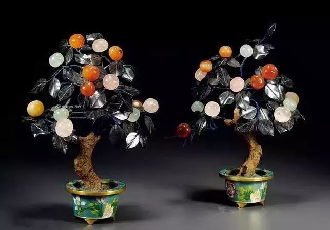 故宫里的玉石盆景,故宫景泰蓝盆景欣赏