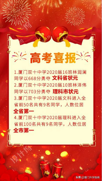 2020年厦门松柏中学高考喜报,福建厦门中学高考喜报
