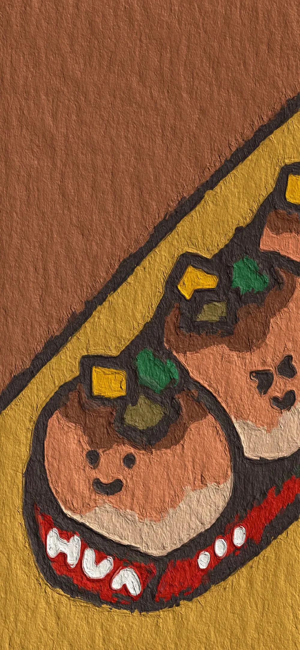 海贼王卡通油画壁纸,ins超火卡通小熊壁纸油画