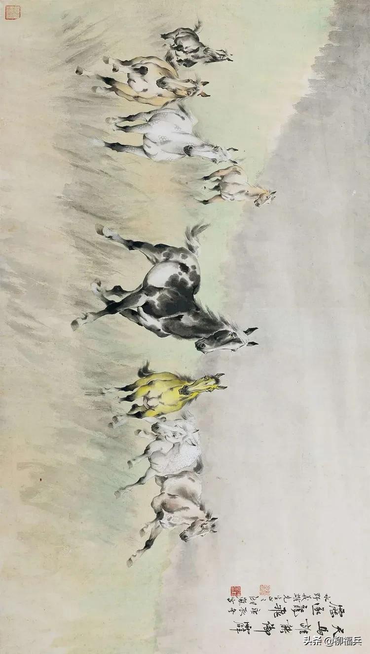 国画《八骏图》作品题款,名家精品国画八骏图欣赏
