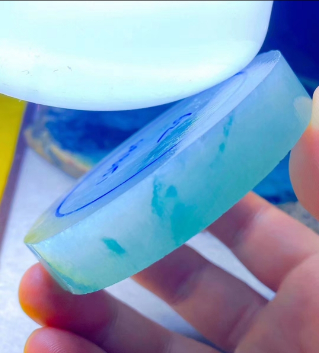 冰底飘花半山水手镯,蛋面冰飘花手镯