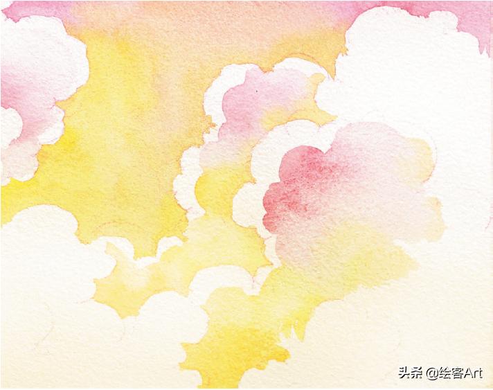 用水彩颜料画天空还有云朵,有手就能画的绘画