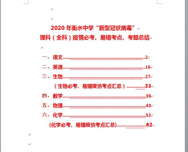高考理科（语数英物化生）全科目高频考点都在这，高考生拿去用吧