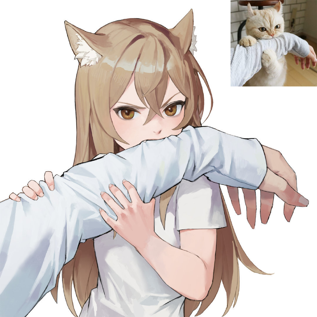 韩国画师笔下的猫咪拟人,把自己家猫拟人化的画师