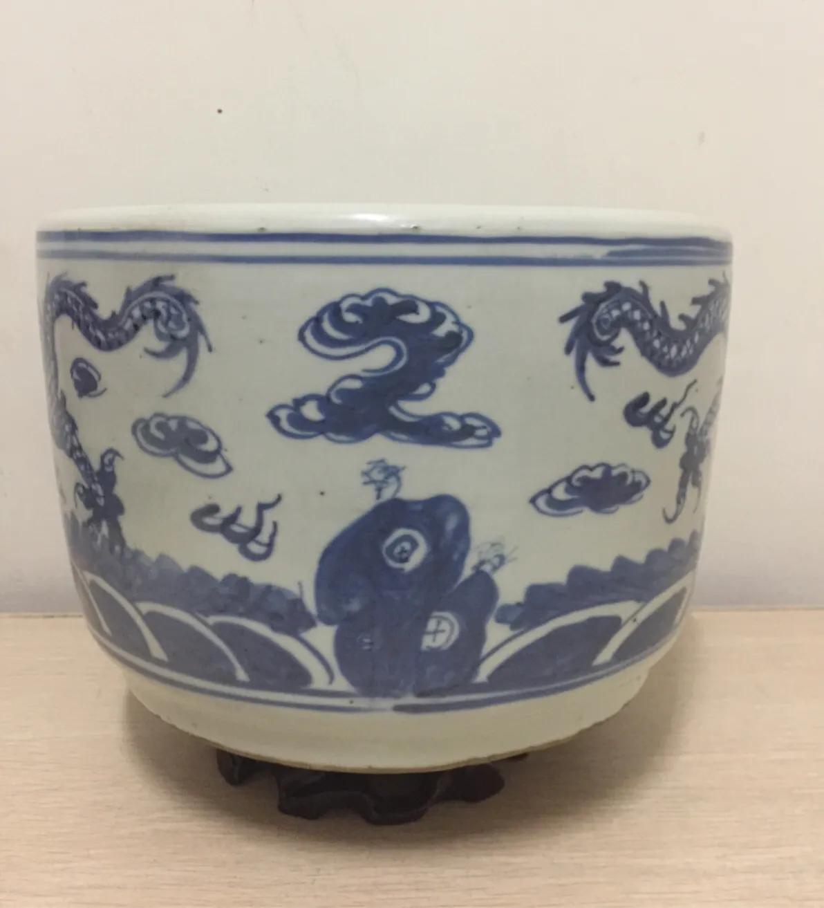 清中期青花三足兽头香炉,清中期开片瓷香炉