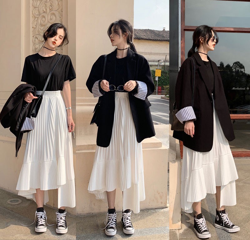 半身裙雪纺夏季穿搭复古,半身裙雪纺碎花夏季穿搭