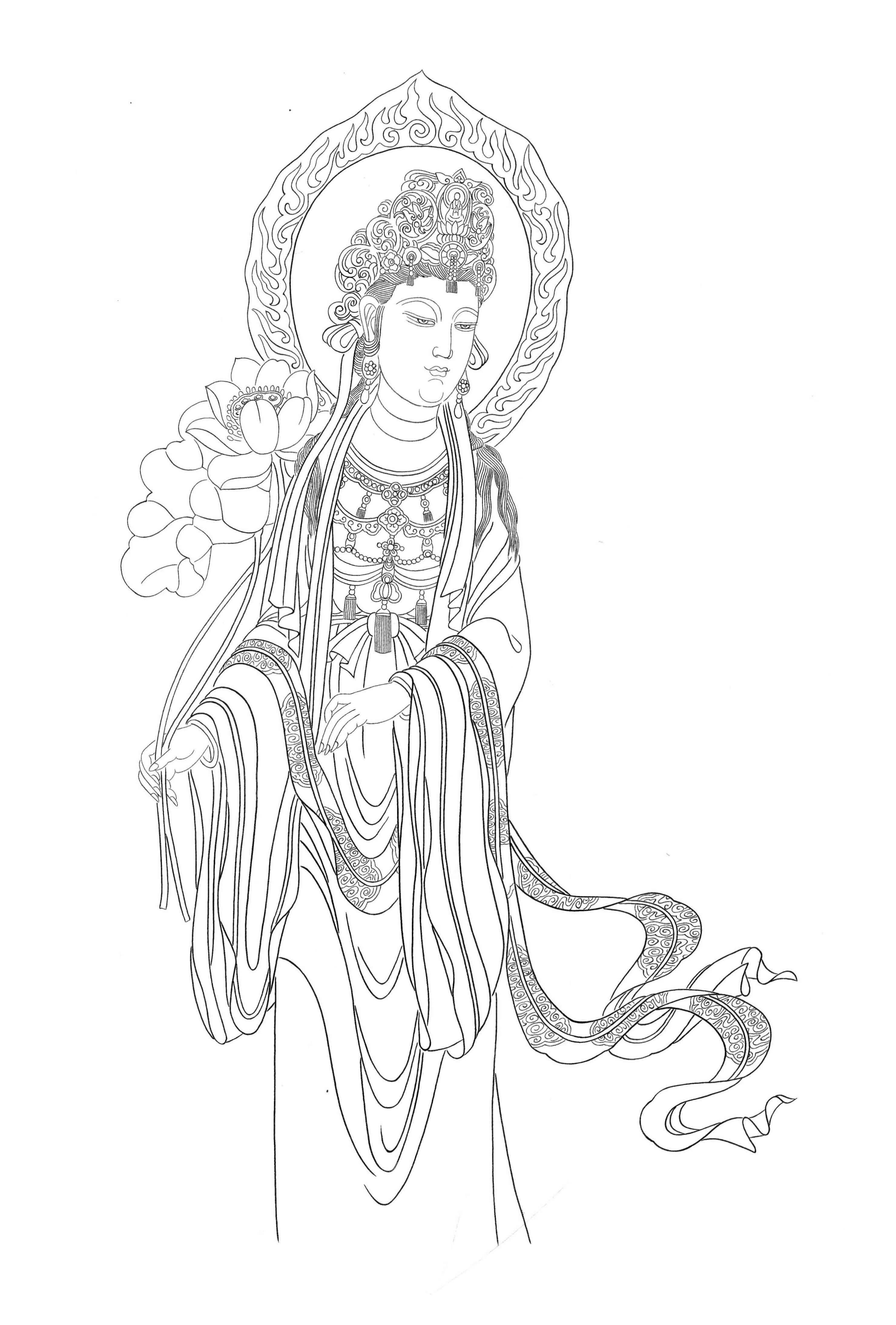 图谱神话人物工笔画白描,国画工笔人物白描图片大全大图