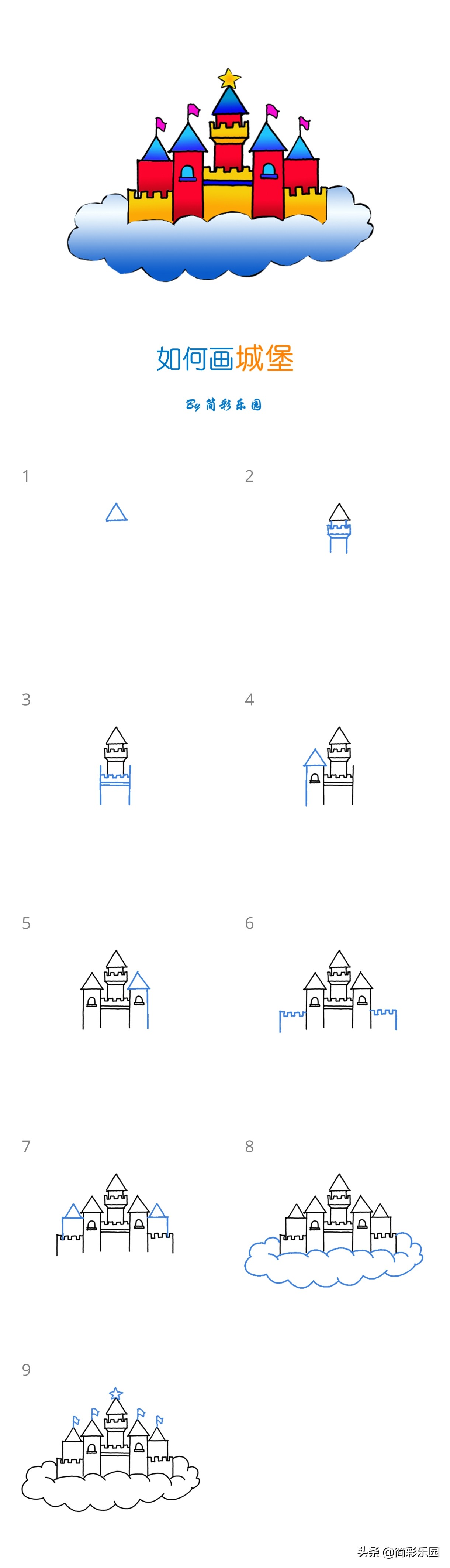 画公主的城堡简笔画,城堡公主和王子怎么画简笔画