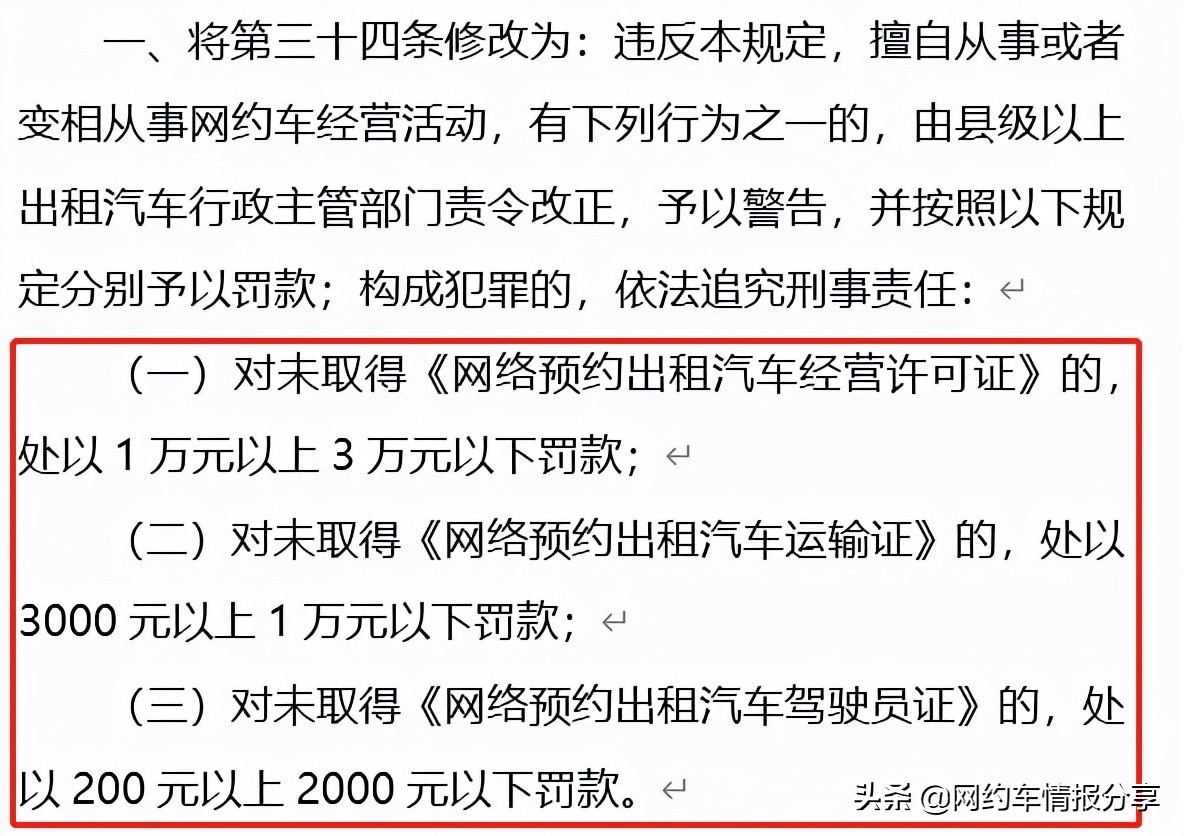 网约车无证营运罚款下调,网约车新规无证要被扣车吗