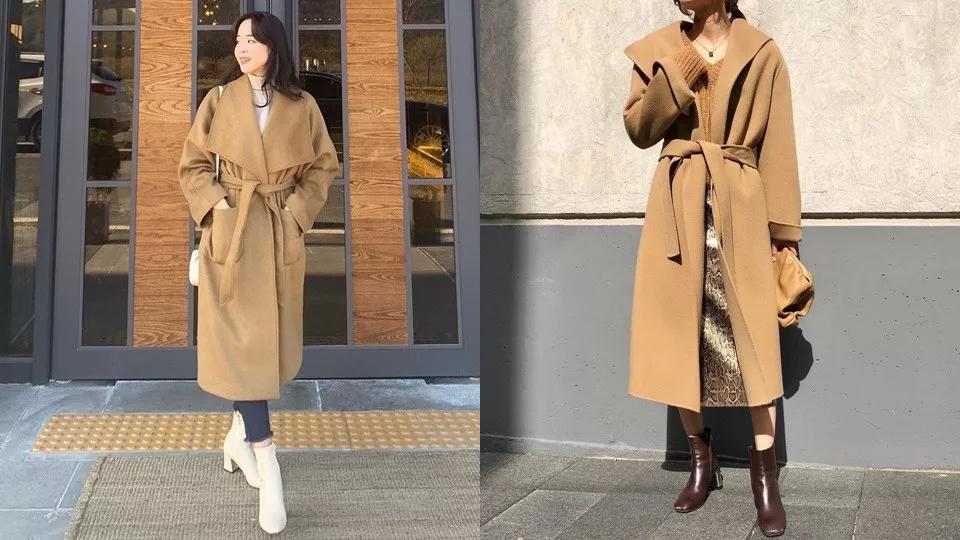 韩系欧尼风衣外套,韩国欧尼黑色大衣搭配