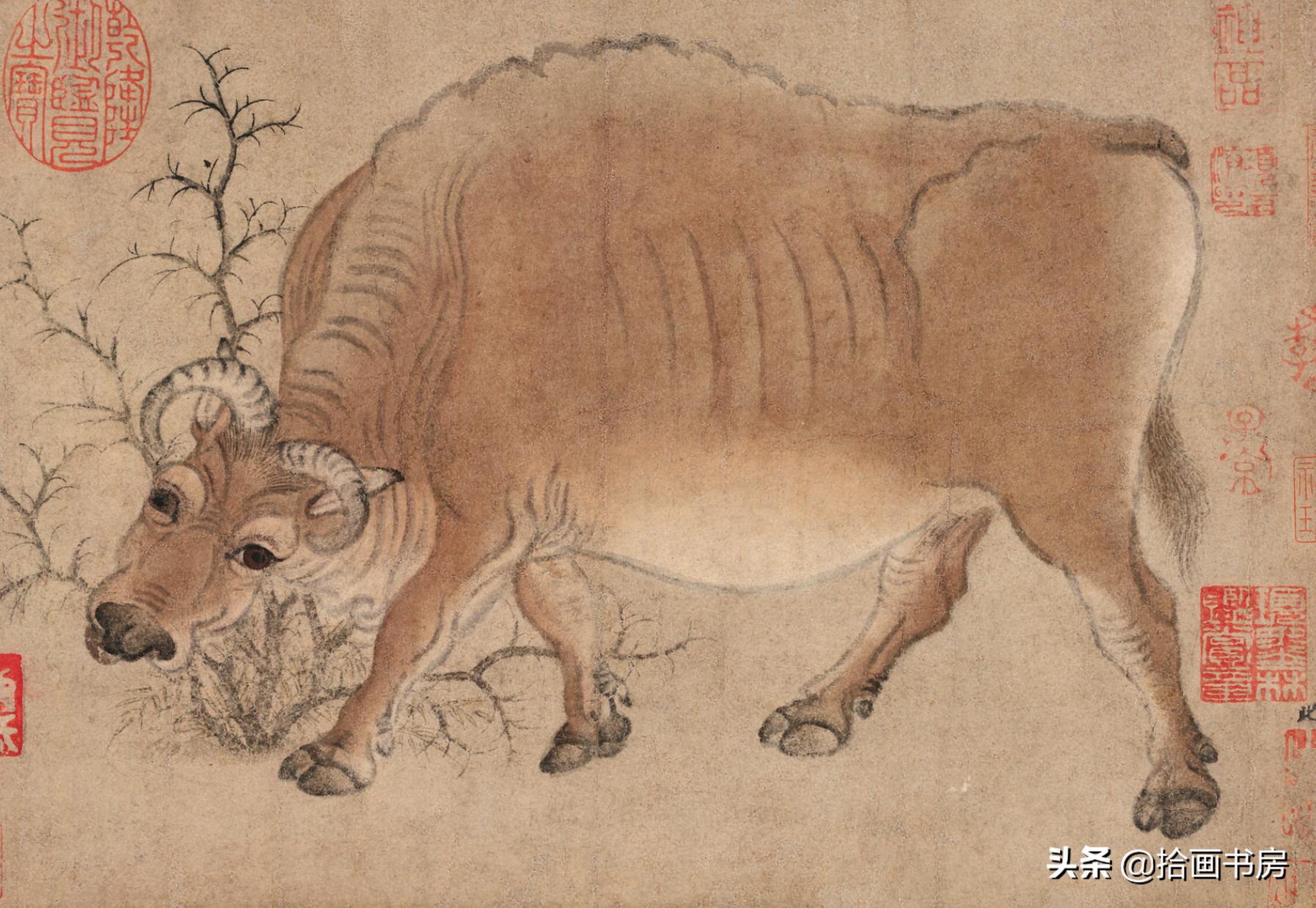 韩滉五牛图用厚重的线条,韩滉《五牛图》高清图