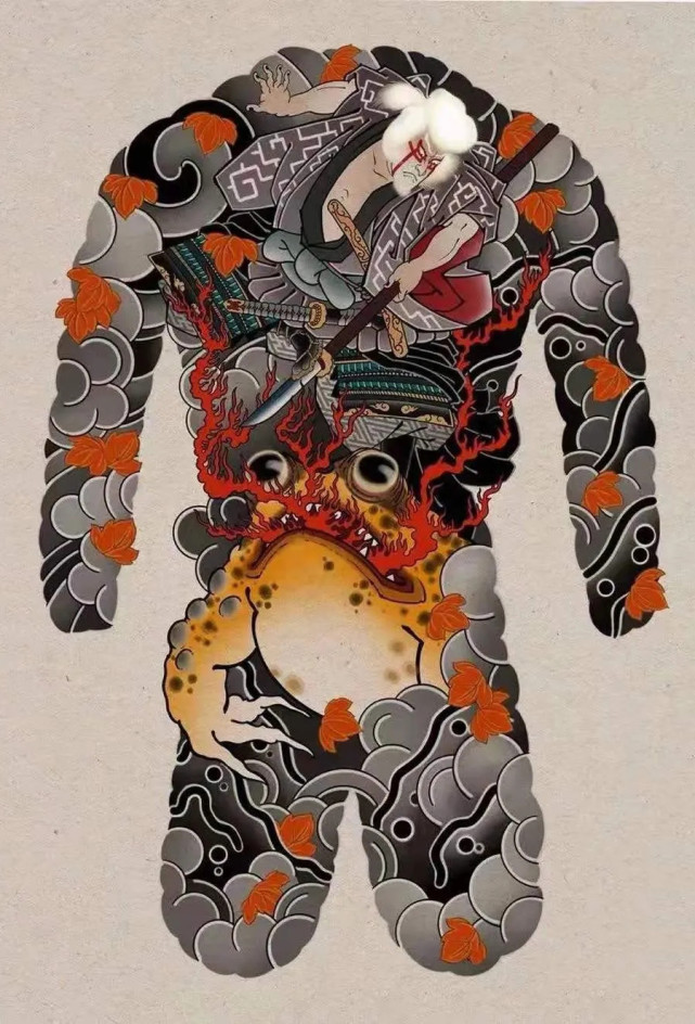 适合女生纹的大满背通体手稿,日式通体满背龙手稿