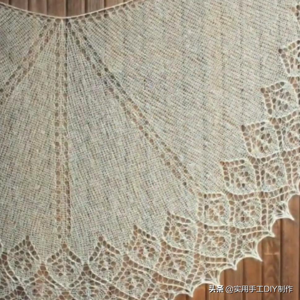 彩色蕾丝钩织披肩拼接花,晓夏手工钩编扇形花披肩