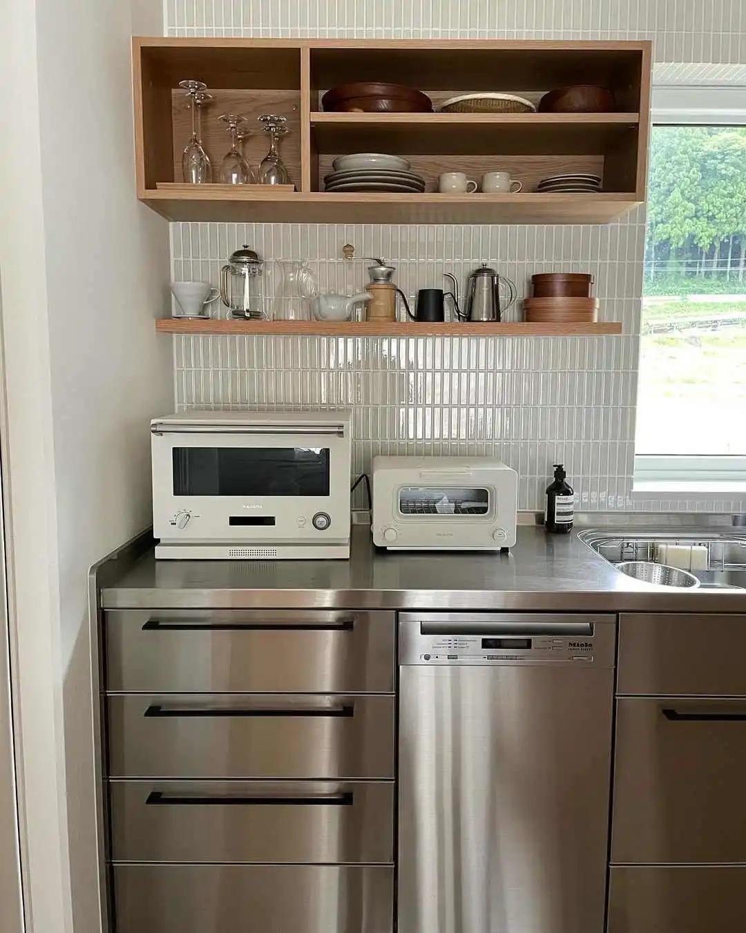 高颜值不锈钢台面橱柜,不锈钢大理石橱柜