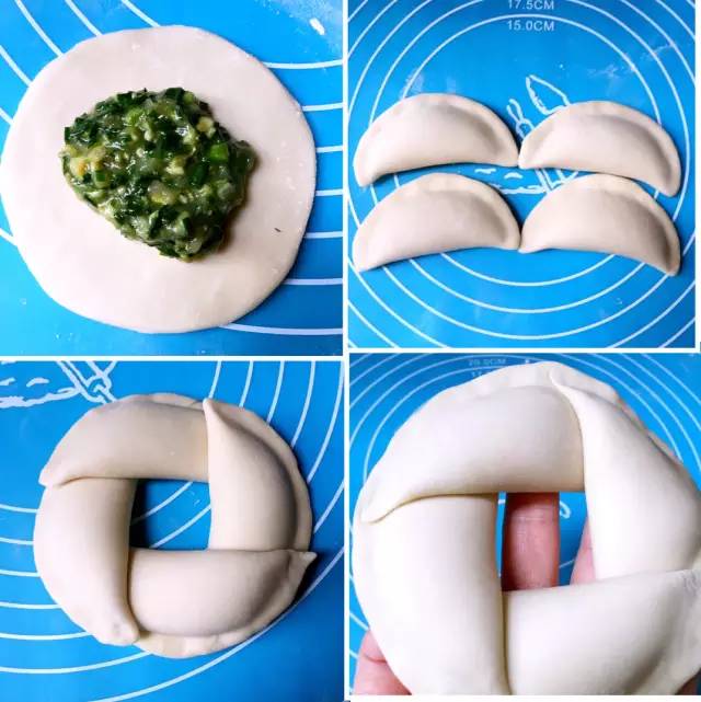 韭菜鸡蛋饺子花样包法图片,饺子多种花样包法图解