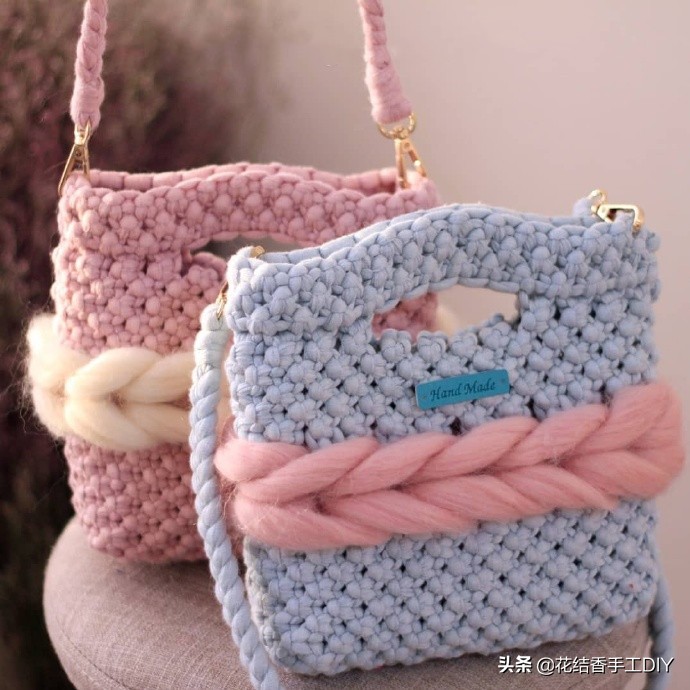 好看的毛线编织小包包,春天里的小包包