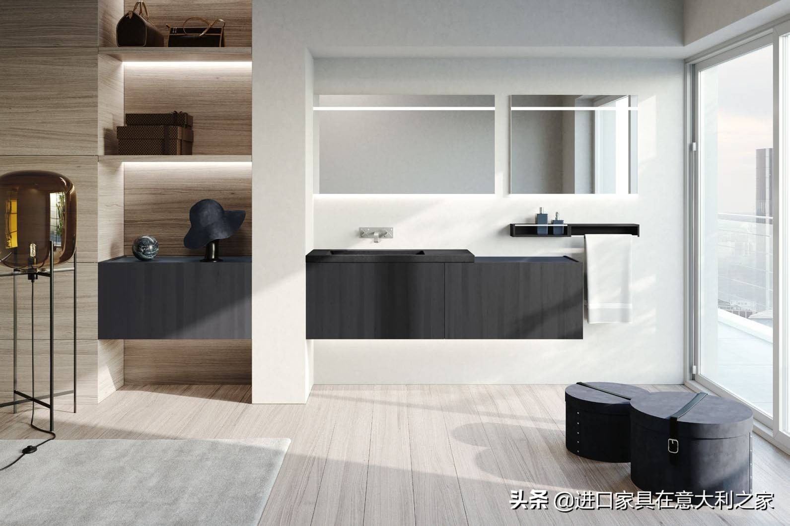 轻奢风浴室柜陶瓷高级感,原木风陶瓷一体浴室柜