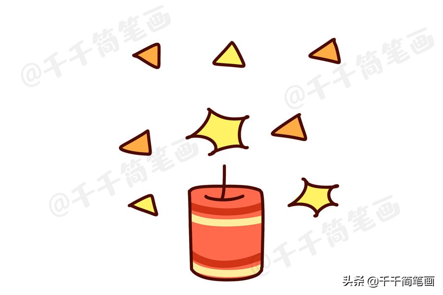 鼠年新年主题简笔画大全,鼠年元旦节简笔画大全