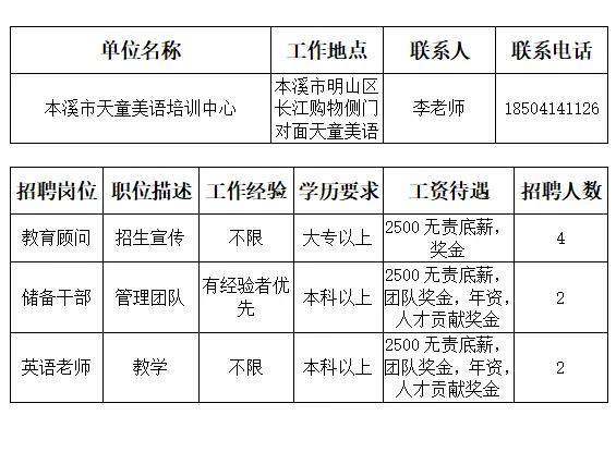 本溪市人才招聘网最近招聘,本溪市全部招工信息最近