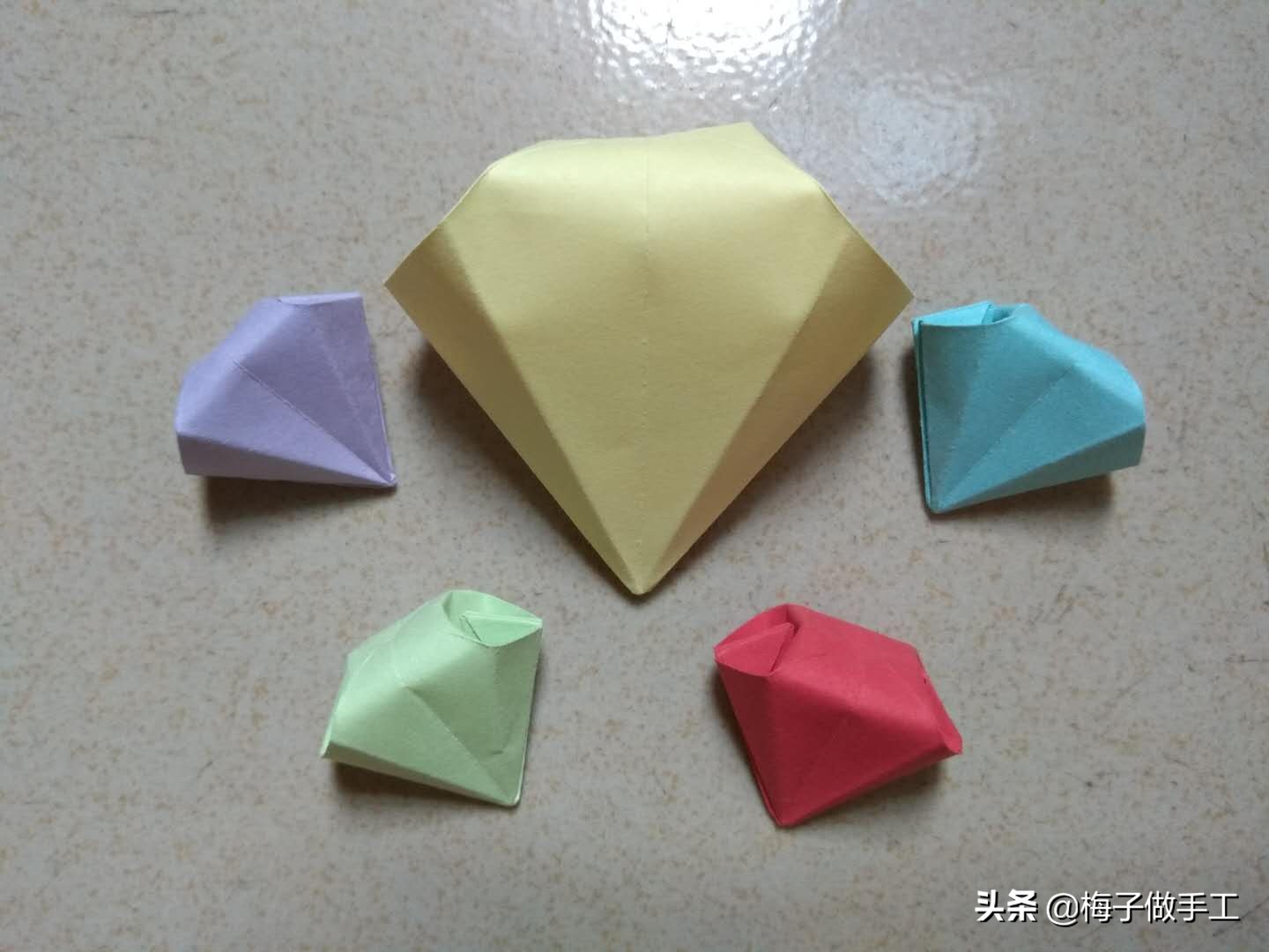 折纸手工大全只用一张纸折钻石,折纸制作钻石