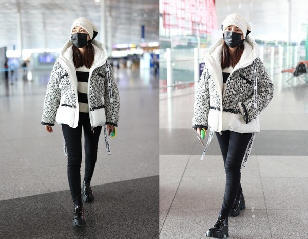 马苏穿衣搭配造型示范,马苏一身黑色的造型时尚大气