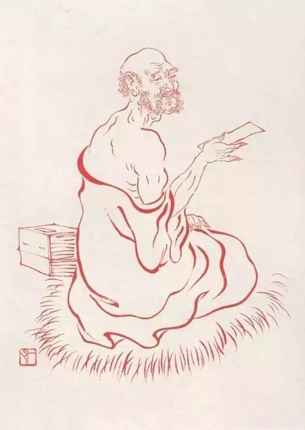 弘一法师的蓝底描金十八罗汉作品,弘一大师100万罗汉图写意