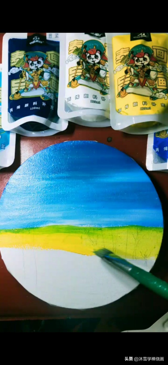 超简单日出的丙烯画教程,简单初学丙烯画夕阳倒影