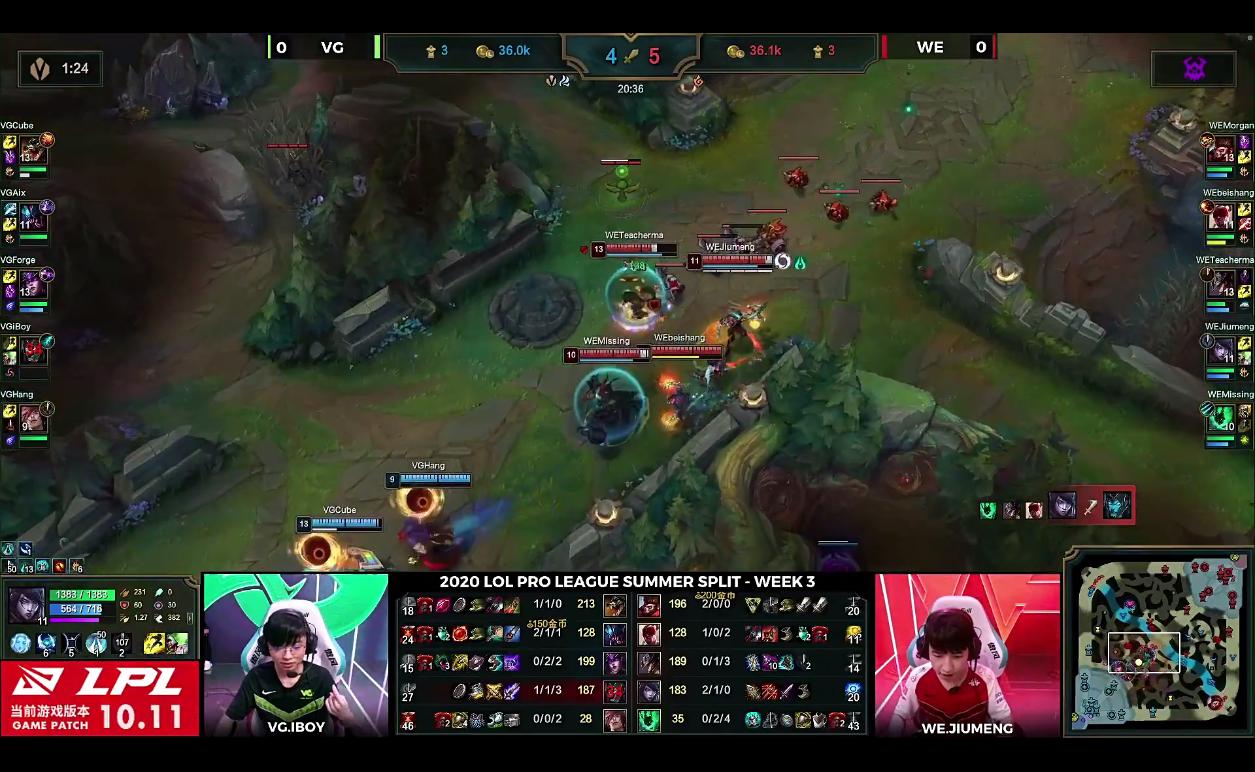 英雄联盟：四Ban中路尊重马老师，Forge惨遭针对，WE首局拿下VG