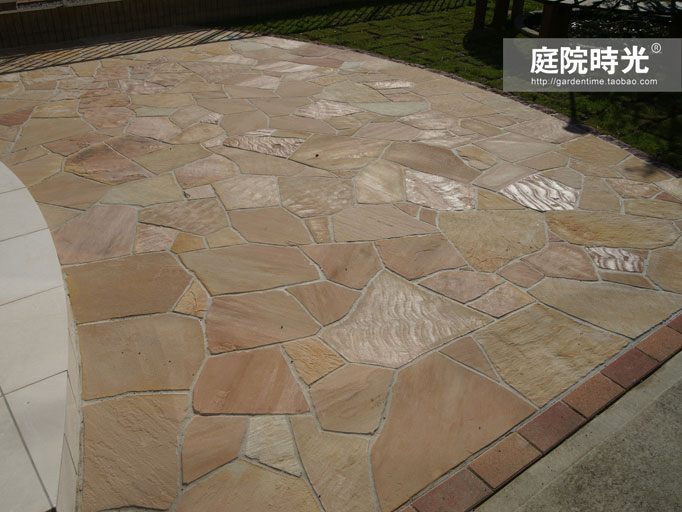 中式庭院古代老石板铺装,庭院铺装样式区域颜色搭配