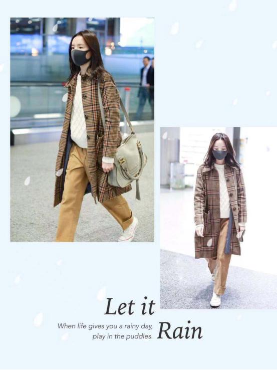 董洁皮毛一体外套,董洁蓝色光滑亮丽的外套