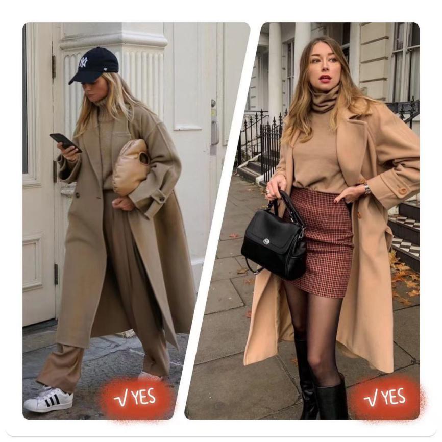 驼色大衣的10种经典穿法,驼色大衣穿搭减龄街拍