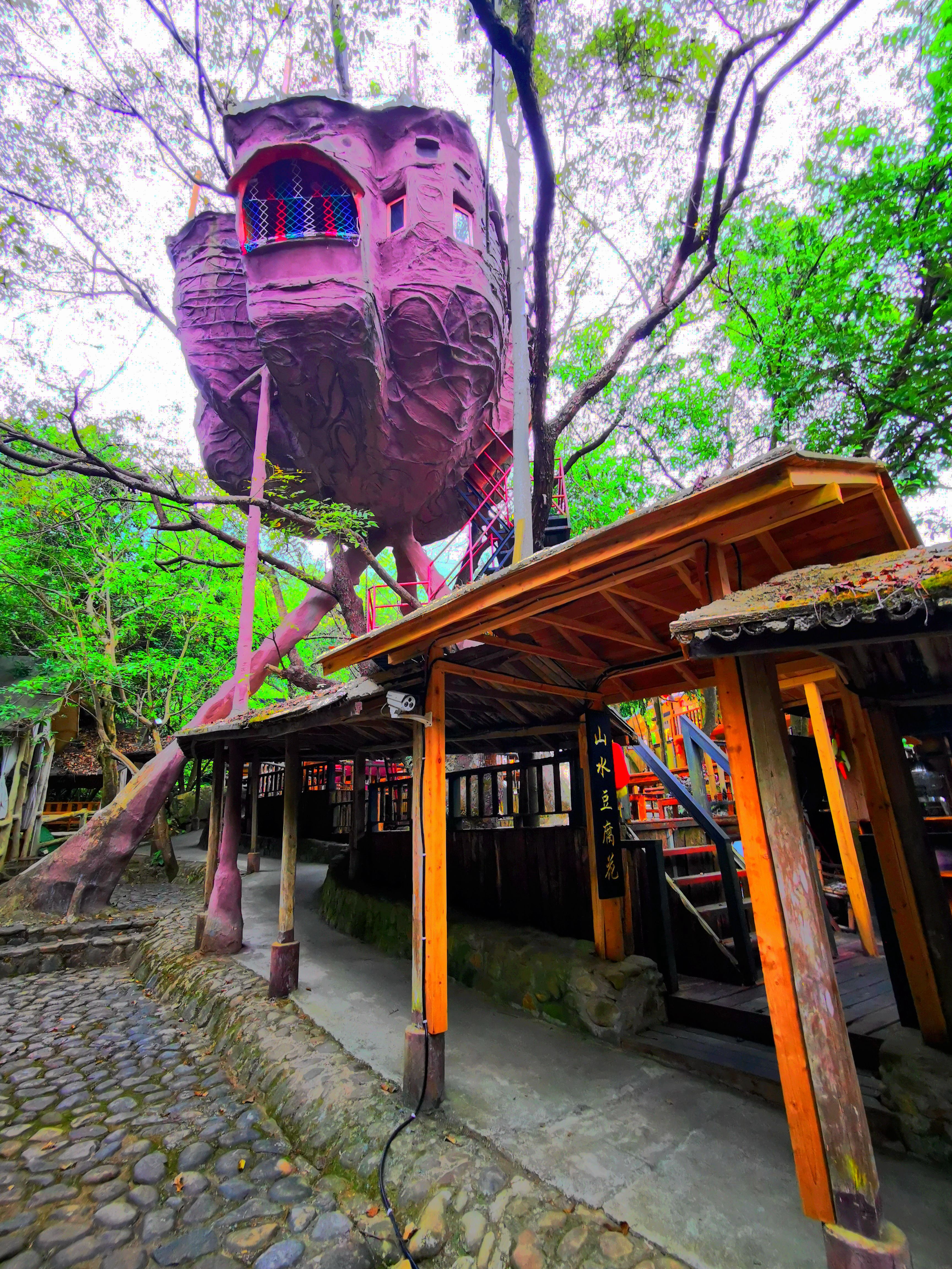 英德天门沟九州驿站套餐,英德九州驿站树上温泉