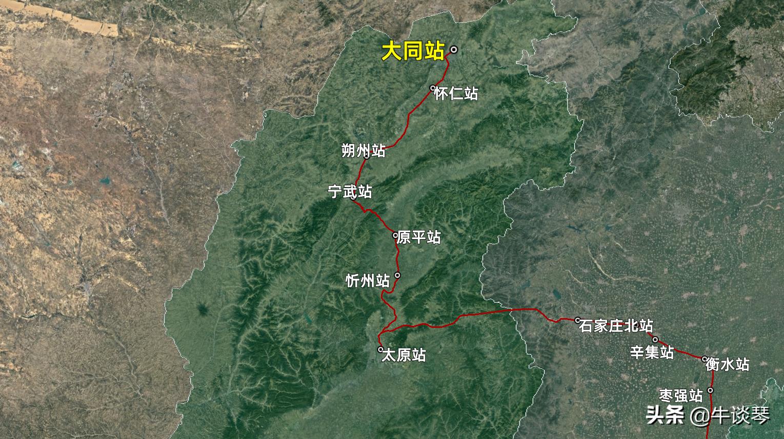 K732次列车线路图，广州东开往大同，线路全程2847公里